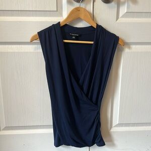 Sleeveless wrap top (Stitch Fix) Hawthorne navy blue size S EUC